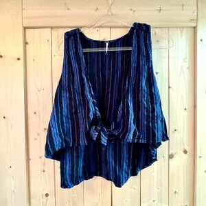 Free People Reversible Tie Knotted Striped Vest Tunic